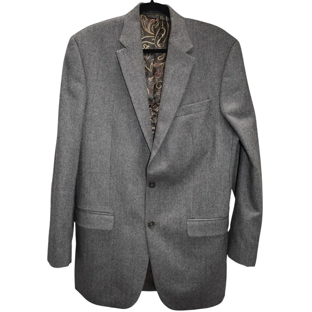 Ralph Lauren Brown Herringbone Double Breasted Blazer - Macy's Mens Store 40L
